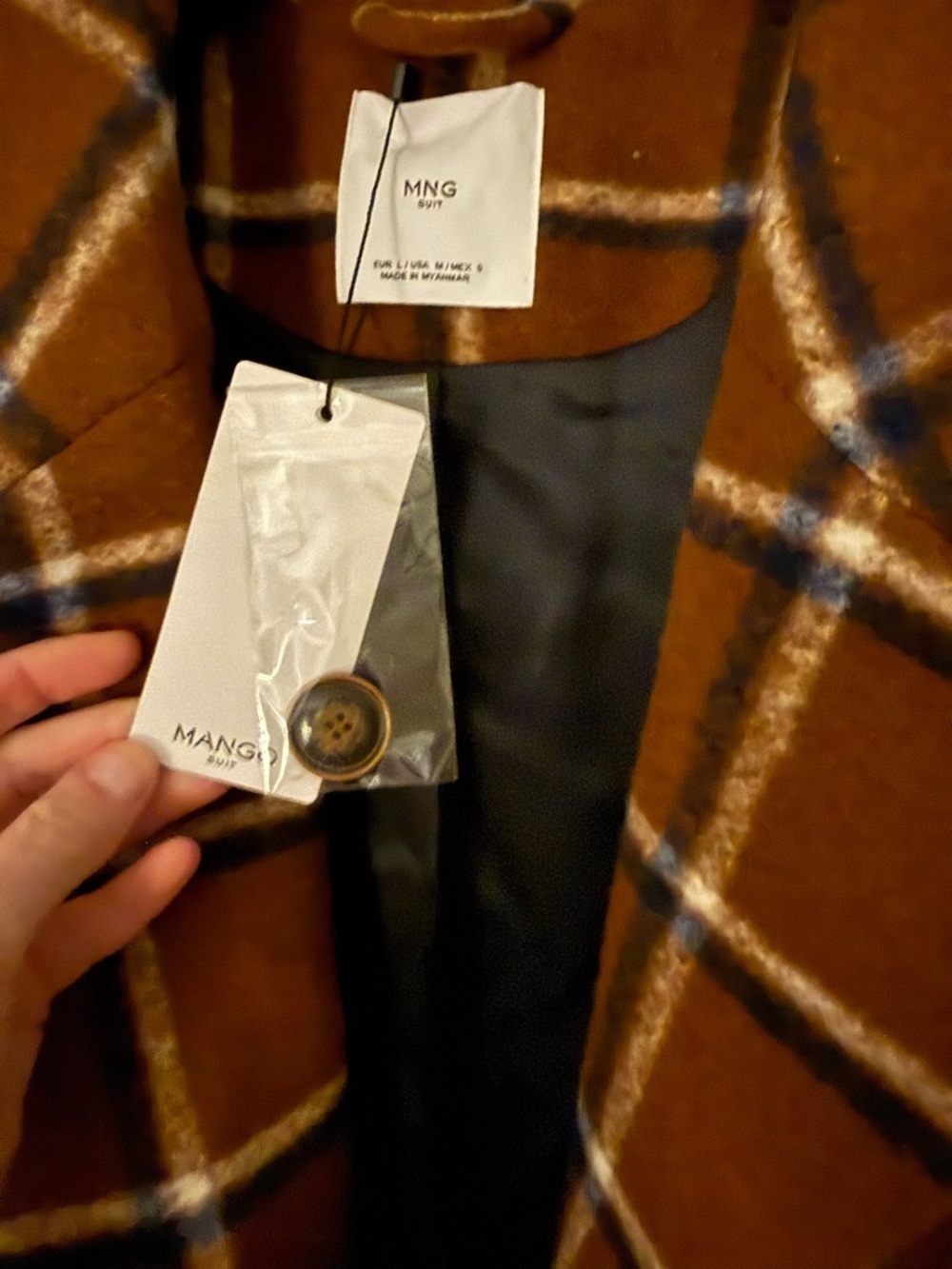 NWT Mango Plaid Cocoon Pea Coat - Picture 3 of 7
